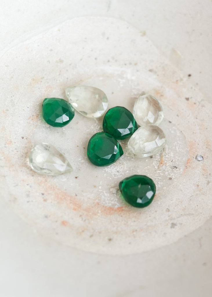 groene briolette kralen