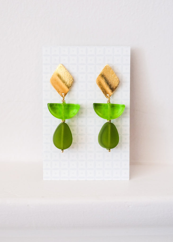 oorbellen met groene kralen van Muranoglas