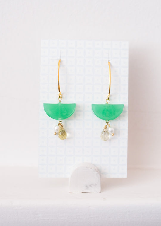 Vergulde oorhangers met Murano en edelstenen