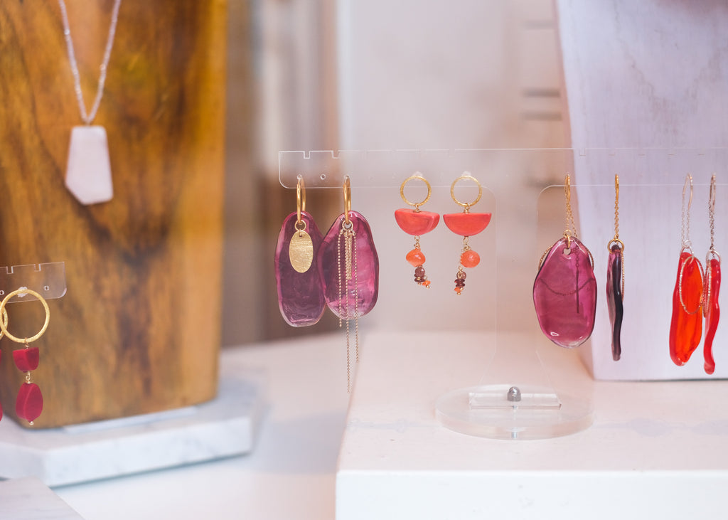 juwelen met muranoglas kralen in oranje en fuchsia