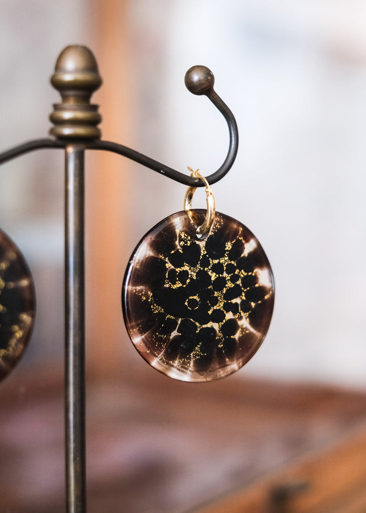 cirkel oorhangers met vintage muranoglas