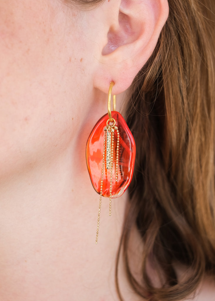 statement oorbellen in oranje muranoglas