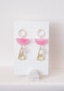 zilveren oorstekers met roze muranoglas en edelstenen