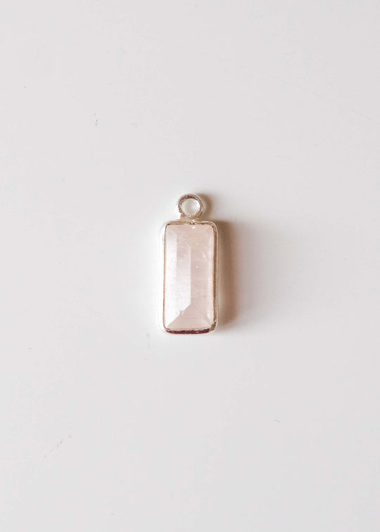 Bedel baguette rozekwarts, zilver