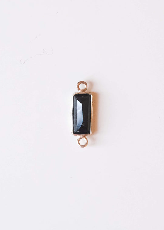 Link baguette zwarte onyx, zilver