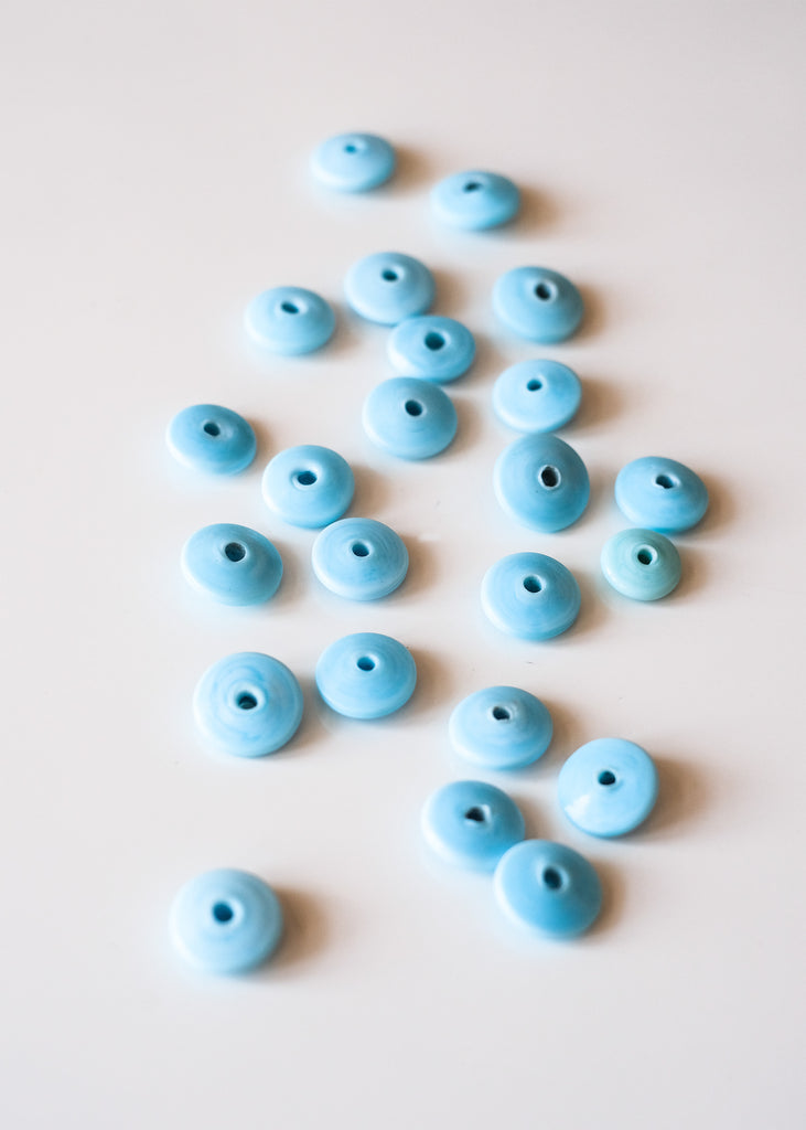 blauwe schijfjes kralen vintage muranoglas