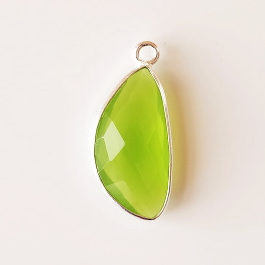 Hanger halve maan groene kwarts, zilver
