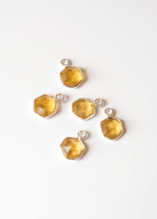 Bedel hexagon citrine, zilver