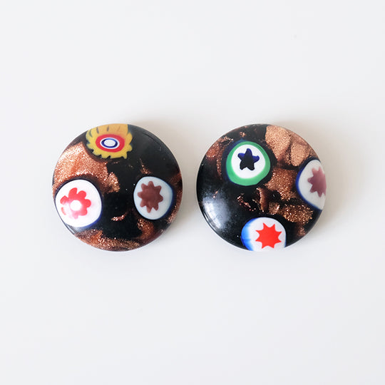 Cabochons rond zwart met murrine