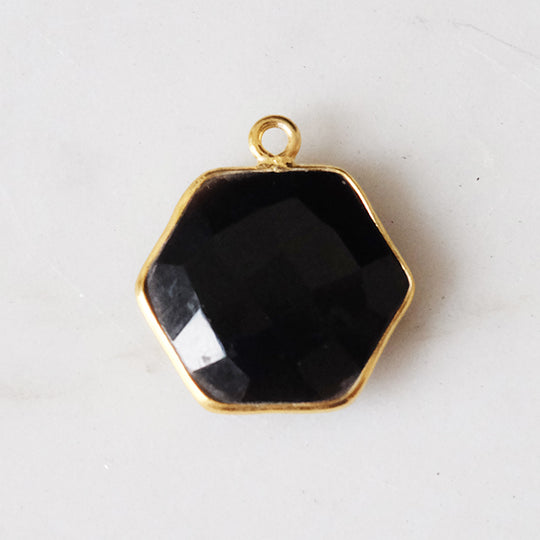 Bedel hexagon onyx verguld