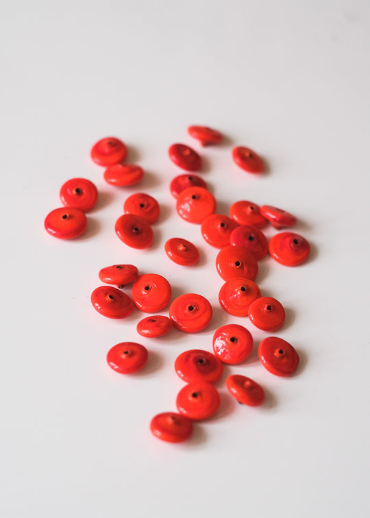 Vintage schijfje Muranoglas, rood