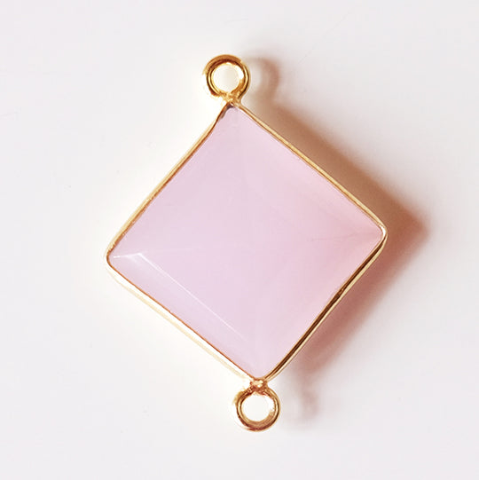 Link ruit roze chalcedoon, verguld
