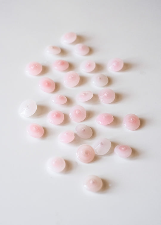 Vintage schijfje Muranoglas, pastel roze