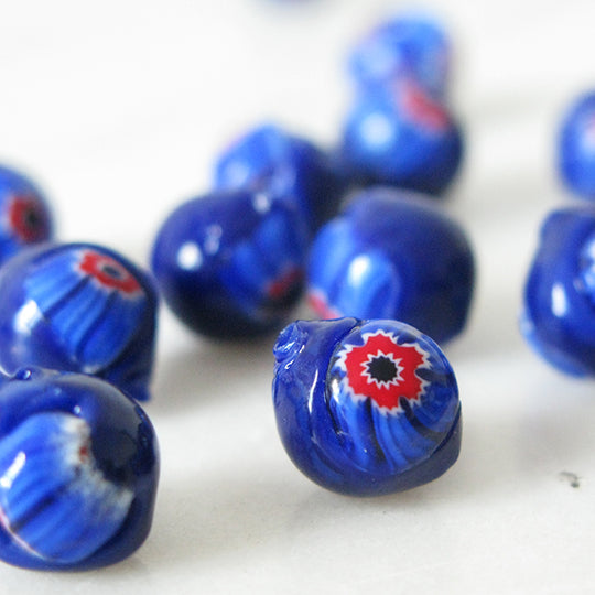 Kraal Muranoglas kobaltblauw met millefiori
