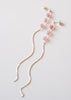 zilveren oorstekers met lange ketting en cranberry kwarts